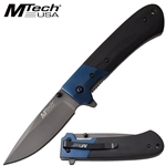 M TECH USA MT-1067BL MTECH USA Manual FOlder 4.75" Tinite Coated Bolster G10 Handle Blue
