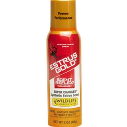 (WIR-34063) ESTRUS GOLD, SCENT REFLEX, 3OZ. WILDLIFE RESEARCH WIR-34063) ESTRUS GOLD, SCENT REFLEX, SYNTHETIC 3OZ. SPRAY CAN