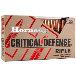 HORNADY 308 WIN, CRITICAL DEFENSE,155GR FTX
