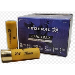 Federal GAME LOAD, HI-BRASS, 20GA X 2 3/4" #6 (H2046)