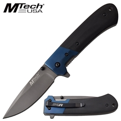 M TECH USA MT-1067BL MTECH USA Manual FOlder 4.75" Tinite Coated Bolster G10 Handle Blue